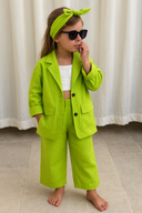 Kız Çocuk Ceket, Tişört, Pantolon ve Saç Tokası 3-9 Yaş