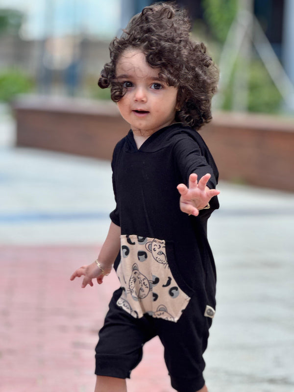 Bebek Unisex Organik Pamuklu Kapüşonlu Tulum | 6 Ay–4 Yaş | RG Brand | RG213