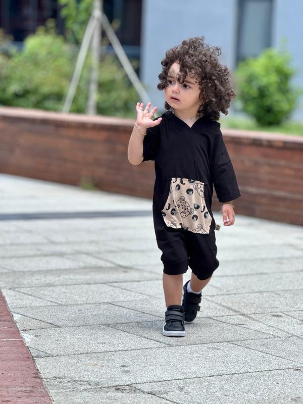 Bebek Unisex Organik Pamuklu Kapüşonlu Tulum | 6 Ay–4 Yaş | RG Brand | RG213