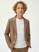 Genç Keten Çizgili Takım Elbise