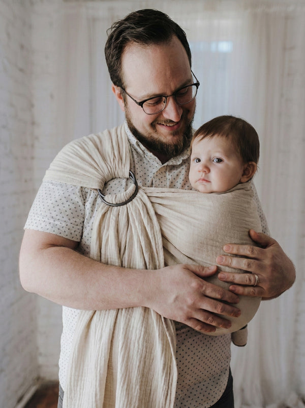 Ring-Sling-Babytragetuch | 100 % Baumwolle | Ab der Geburt | Gold- & Silberringe | RG Brand | RG370