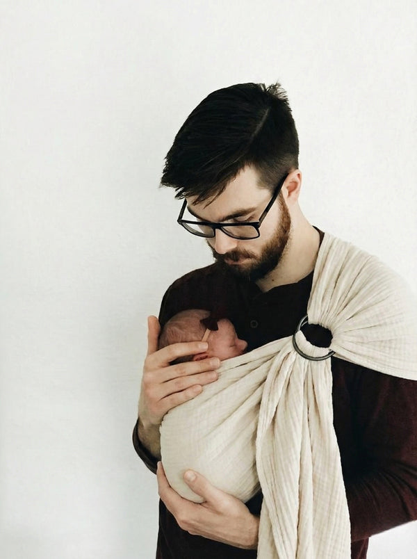 Ring-Sling-Babytragetuch | 100 % Baumwolle | Ab der Geburt | Gold- & Silberringe | RG Brand | RG370