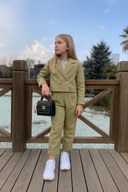 Junges Leinen-Jacken-Hosen-Set