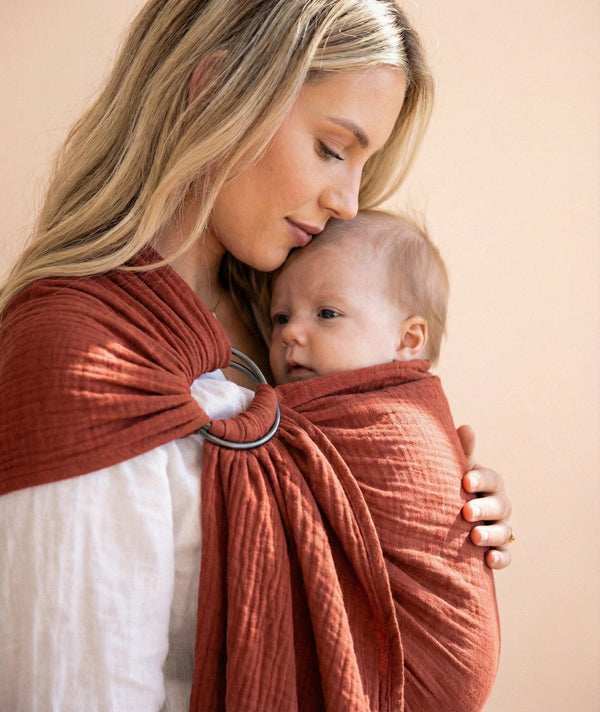 Ring-Sling-Babytragetuch | 100 % Baumwolle | Ab der Geburt | Gold- & Silberringe | RG Brand | RG370