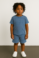 Unisex Bebek Çizgili T-Shirt ve Şort Takımı – Yazlık 2'li Set