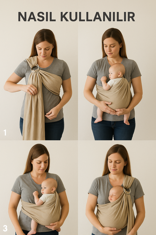 Ring-Sling-Babytragetuch | 100 % Baumwolle | Ab der Geburt | Gold- & Silberringe | RG Brand | RG370