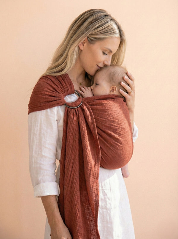 Ring-Sling-Babytragetuch | 100 % Baumwolle | Ab der Geburt | Gold- & Silberringe | RG Brand | RG370