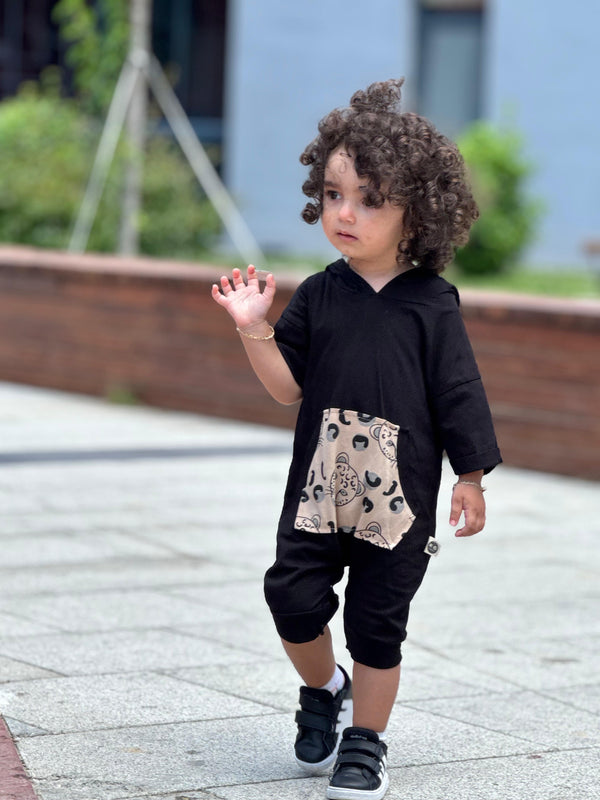 Bebek Unisex Organik Pamuklu Kapüşonlu Tulum | 6 Ay–4 Yaş | RG Brand | RG213
