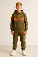 Genç Önü Baskılı Kapüşonlu Eşofman Takımı