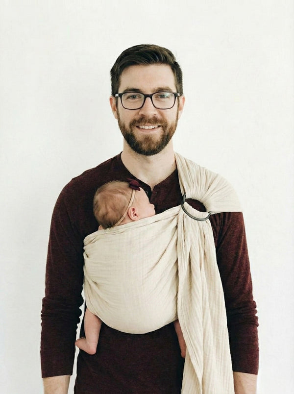 Ring-Sling-Babytragetuch | 100 % Baumwolle | Ab der Geburt | Gold- & Silberringe | RG Brand | RG370