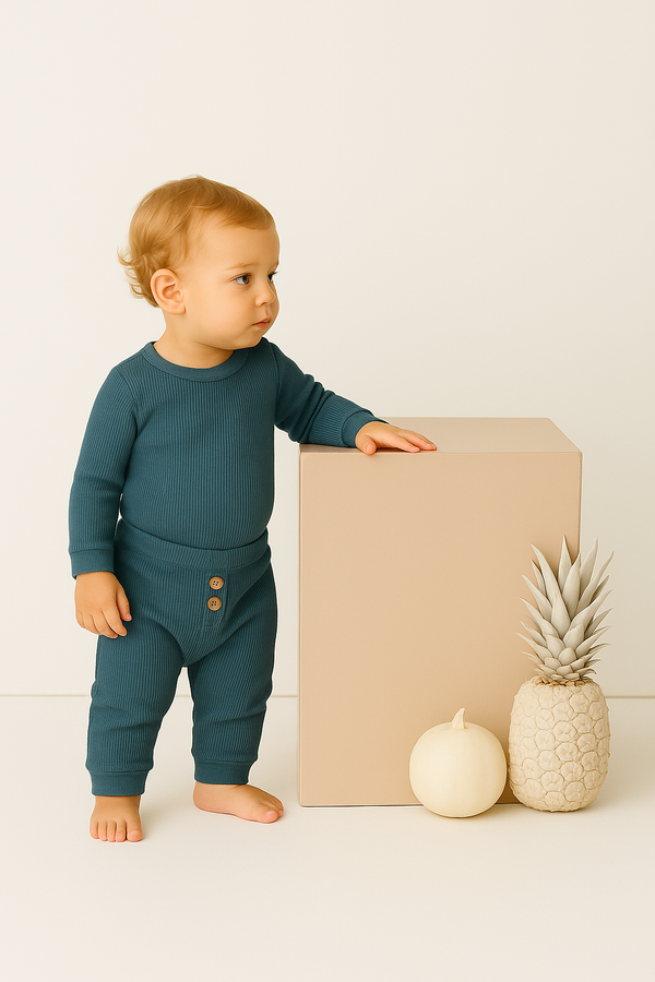 Baby Girl and Boy Natural Waffle Two-Piece Set | 6 Months – 3/4 Years | Soft Textured Baby Set | RG255