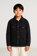 Genç Oversize Fit Kot Ceket | Cepli Çocuk Gömlek Ceket