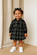 Bebek Düğmeli Oduncu Elbisesi ve Saç Bandı