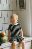 Unisex Bebek Çizgili T-Shirt ve Şort Takımı – Yazlık 2'li Set