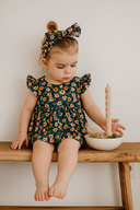 Kız Bebek %100 Pamuk Kumaş Fırfırlı Elbise ve Saç Bandı