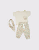 Baby Organic Muslin Fabric T-Shirt, Tracksuit and Pushi Set of 3