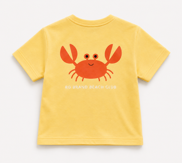 Bebek T-shirt | 6 Ay – 3 Yaş | SARI & Mavi | OH CRAB Baskı | %100 Pamuk Yazlık | RG391