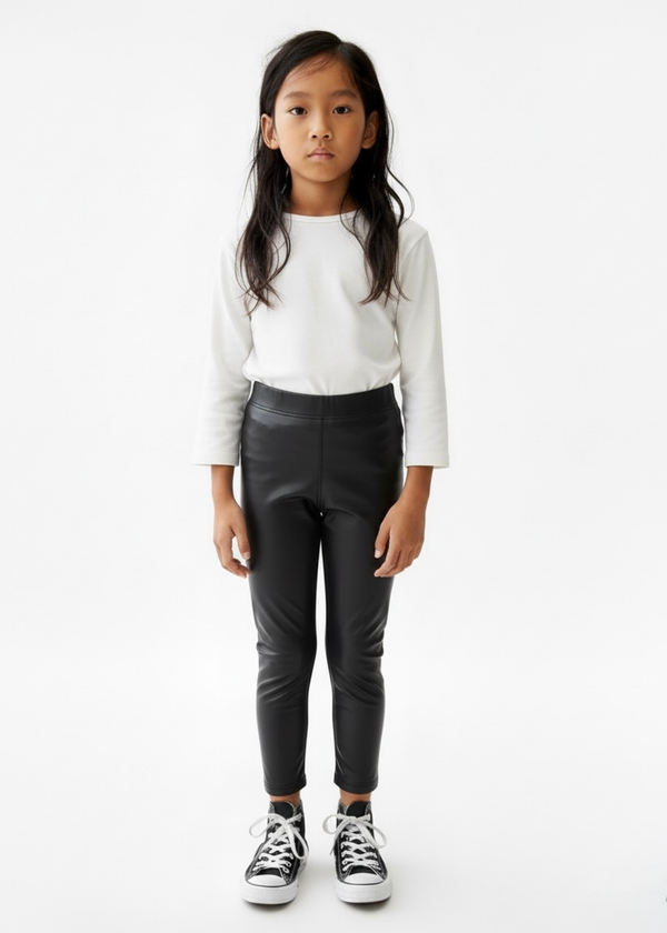 Matte Kunstleder-Leggings mit Fellimitat für Kinder | 3–9 Jahre | RG Brand | RG1319