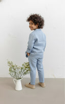 COCUK KETEN TAKIM ELBİSE MAVİ RENK