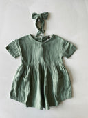 Organik Pamuklu Muslin Kumaş Cepli Çocuk Elbisesi