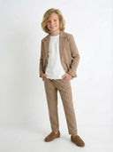 Gestreifter Kinderanzug in Leinenoptik | 3–9 Jahre | 3-teiliges Set aus Sakko, Hose & T-Shirt | Feiertage & besondere Anlässe | RG1566