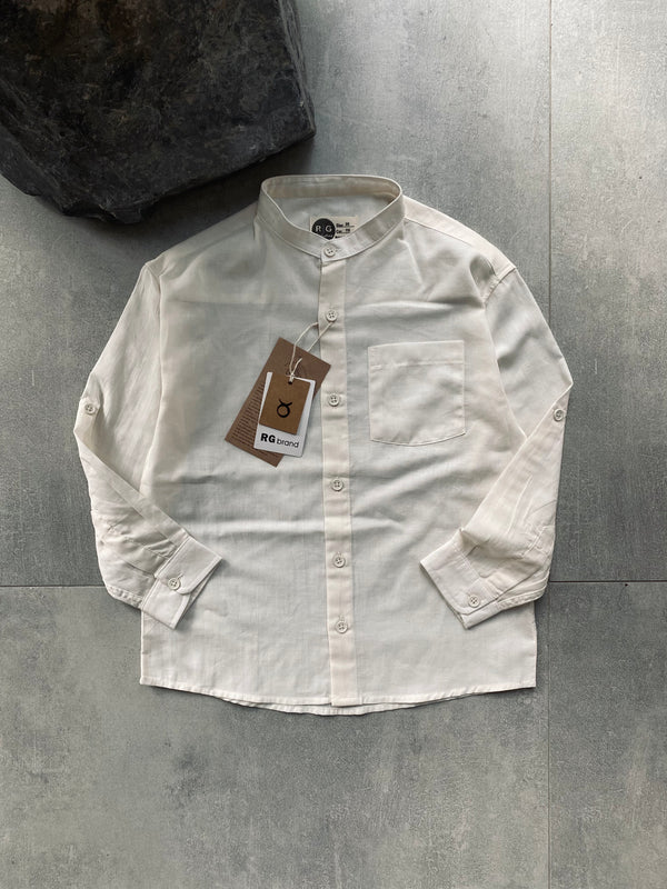 Boys' Mandarin Collar Shirt – 9-15 Years, 100% Cotton, Long Sleeves & Epaulets | RG3385