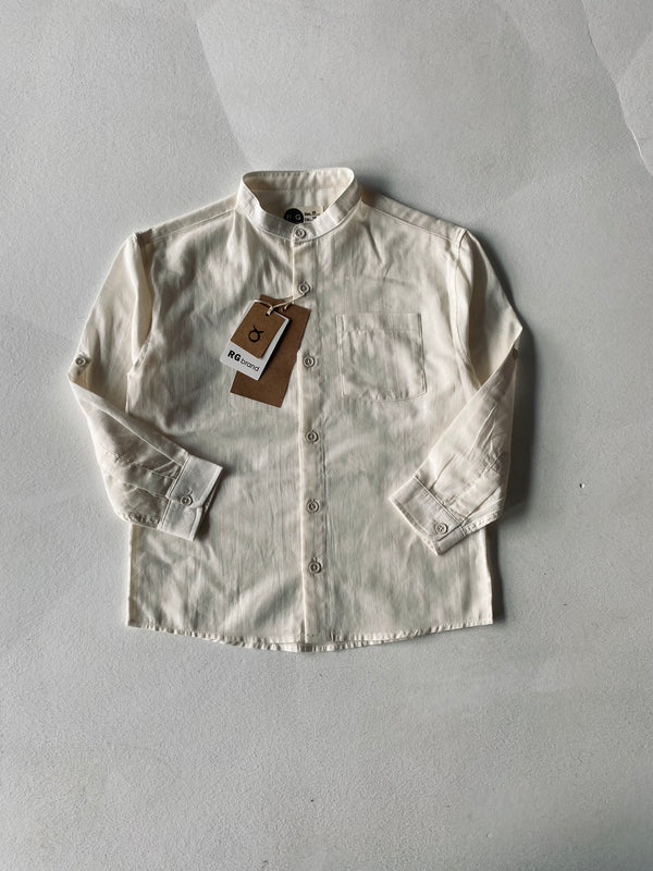 Boys' Mandarin Collar Shirt – 9-15 Years, 100% Cotton, Long Sleeves & Epaulets | RG3385