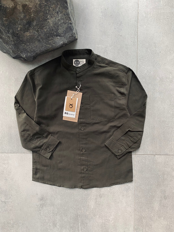 Boys' Mandarin Collar Shirt – 9-15 Years, 100% Cotton, Long Sleeves & Epaulets | RG3385