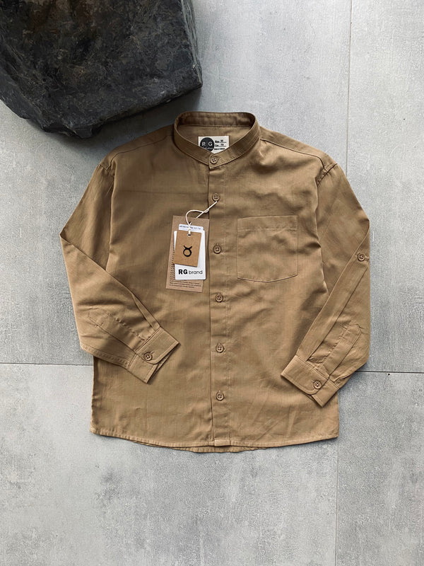 Boys' Mandarin Collar Shirt – 9-15 Years, 100% Cotton, Long Sleeves & Epaulets | RG3385