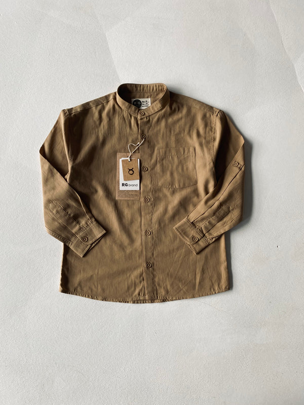 Boys' Mandarin Collar Shirt – 9-15 Years, 100% Cotton, Long Sleeves & Epaulets | RG3385