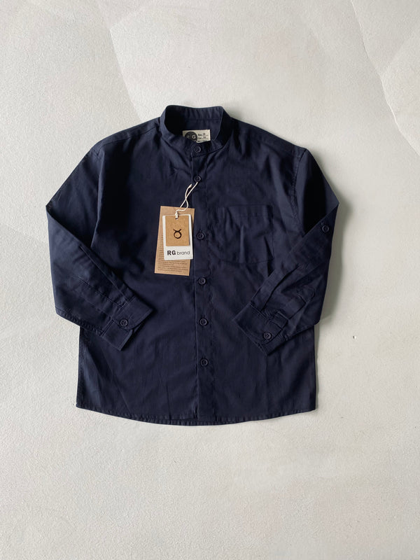 Boys' Mandarin Collar Shirt – 9-15 Years, 100% Cotton, Long Sleeves & Epaulets | RG3385