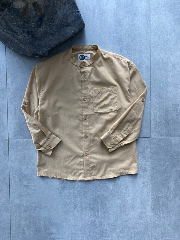 Boys' Mandarin Collar Shirt – 9-15 Years, 100% Cotton, Long Sleeves & Epaulets | RG3385