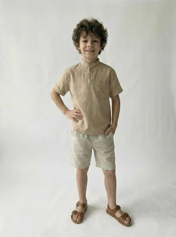 Jungenhemd mit Stehkragen und Kurzarm | 3–9 Jahre | RG Brand | RG1571
