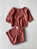 Pamuk Keten Kız Çocuk Takımı | Uzun Kollu Bluz & Pantolon | 3-9 Yaş | RG 1573 %100 Pamuk