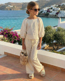 Pamuk Keten Kız Çocuk Takımı | Uzun Kollu Bluz & Pantolon | 3-9 Yaş | RG 1573 %100 Pamuk