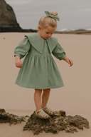 Keten Düğmeli Çocuk Elbise Seti