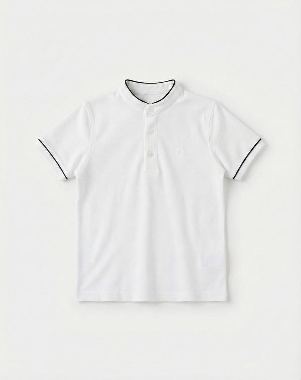 Kinder-T-Shirt mit Knopfdetail und Richterkragen | RG1586