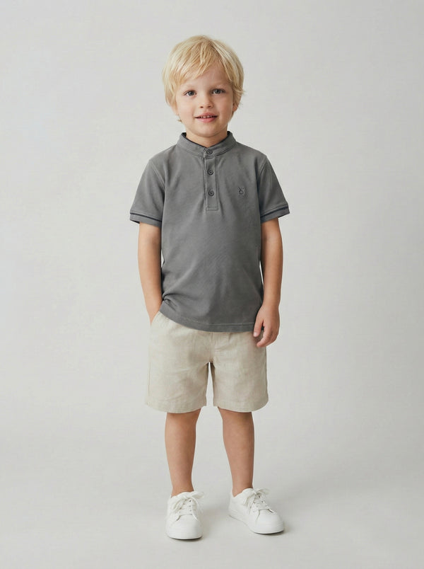 Kinder-T-Shirt mit Knopfdetail und Richterkragen | RG1586