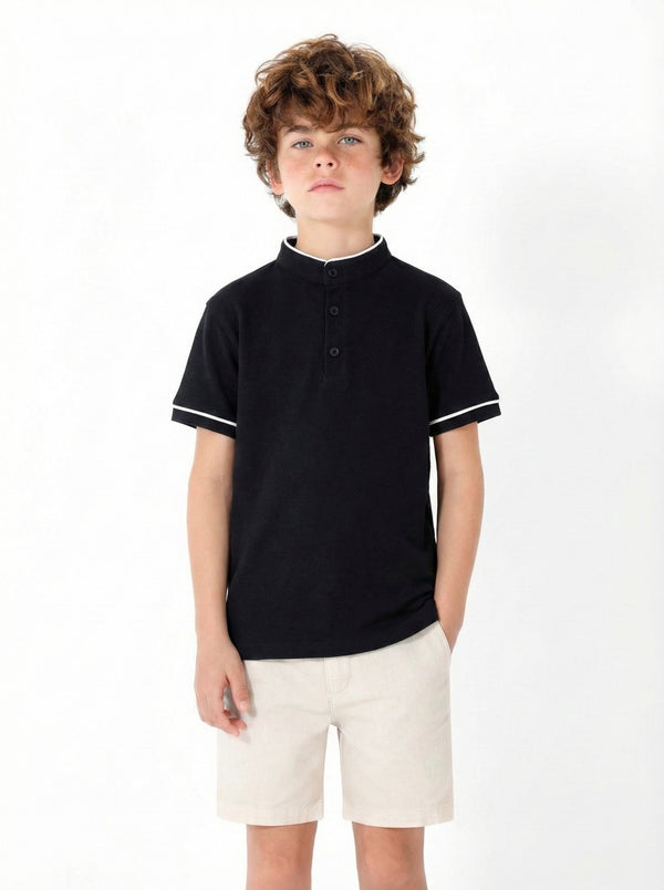 Kinder-T-Shirt mit Knopfdetail und Richterkragen | RG1586
