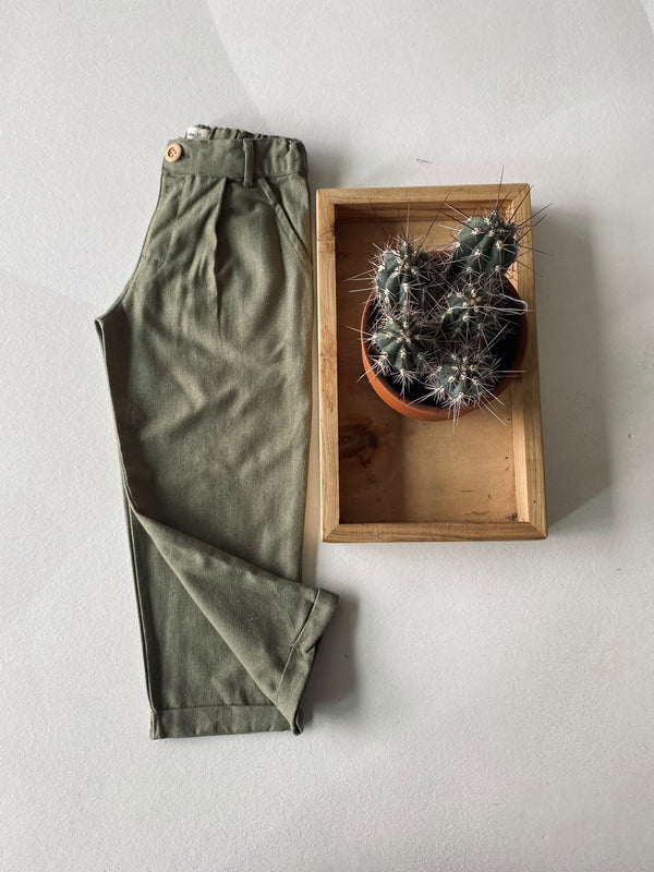 Linen Kids' Trousers | Ages 9-15 | Cream – Beige – Khaki | Elastic Waist, Soft Seasonal Cotton Linen | RG3716