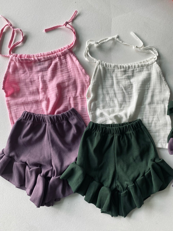 Girls' Summer Sleeveless Set | 3-9 Years | Muslin Blouse and Shorts | RG Brand | RG1610