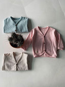 Unisex Düğme Detaylı Bebek Hırkası