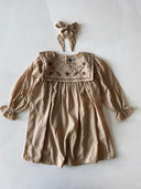 Kız Çocuk Elbise | %100 Doğal Pamuk, Soft Yakalı, Uzun Kollu, 3-9 Yaş | RG1712