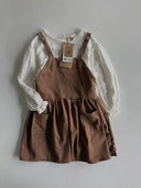 Kız Çocuk Kadife Salopet Elbise – Çift Cepli, Kışlık Günlük Tulum Elbise | RG1728