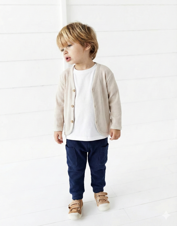 Unisex düğme detaylı bebek hırkası; 6 ay–4 yaş arası için yumuşak dokulu yapısıyla bebeğin cildine uyum sağlar. Günlük kullanımda sıcak ve konforlu bir tercih sunar.