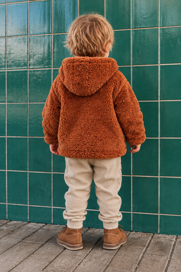 RG258 kiremit peluş bebek hırkası arka görünüm | RG Brand