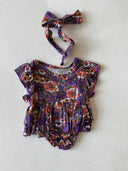 Kız Bebek %100 Pamuk Kumaş Fırfırlı Elbise ve Saç Bandı