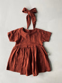 Bebek Kız Müslin Elbise | Çift Cepli Yazlık Elbise ve Saç Bandı