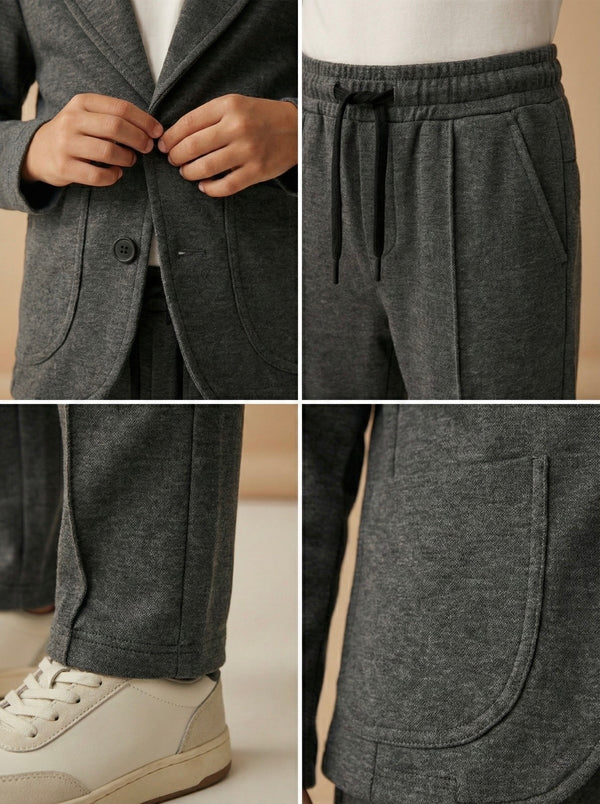 Youth Suit Set | Ages 9–15 | Lycra-Blend 3-Piece Outfit with Trousers, T-Shirt and Jacket | Special Occasion | RG3317
