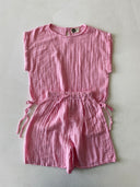 Genç Kız Müslin Şort Takımı | 9-15 Yaş Yazlık Krop Üst & Bol Şort Seti